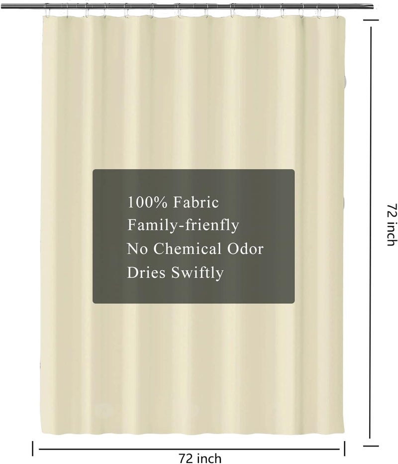 LLSCL Beige Yellow Fabric Shower Curtain Liner with Magnets, Waterproof Hotel Quality, 72 x 72 Machine Washable - Image 3